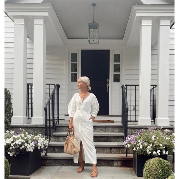 Mara Hoffman Sculptural Sleeve Monet Midi Dress Ivory/White Size 2 Bridal - Picture 5 of 10